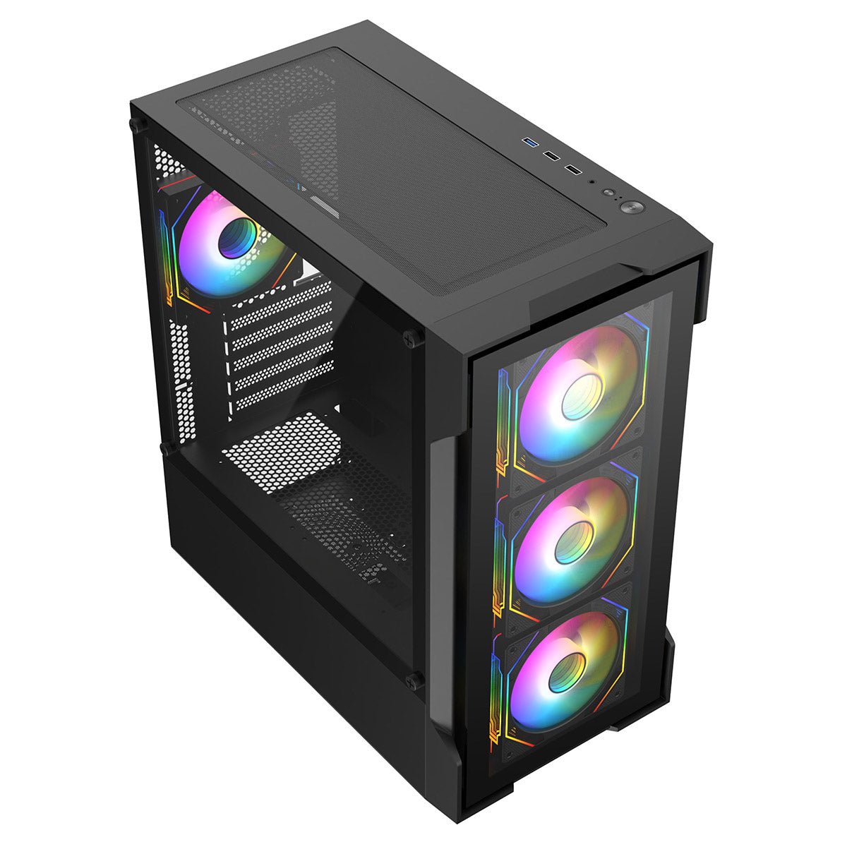 Bolt Black Micro-ATX Gaming Case With 4 x 120mm ARGB Infinity Fans and Tempered Glass Panels With 30 Percent Tint
