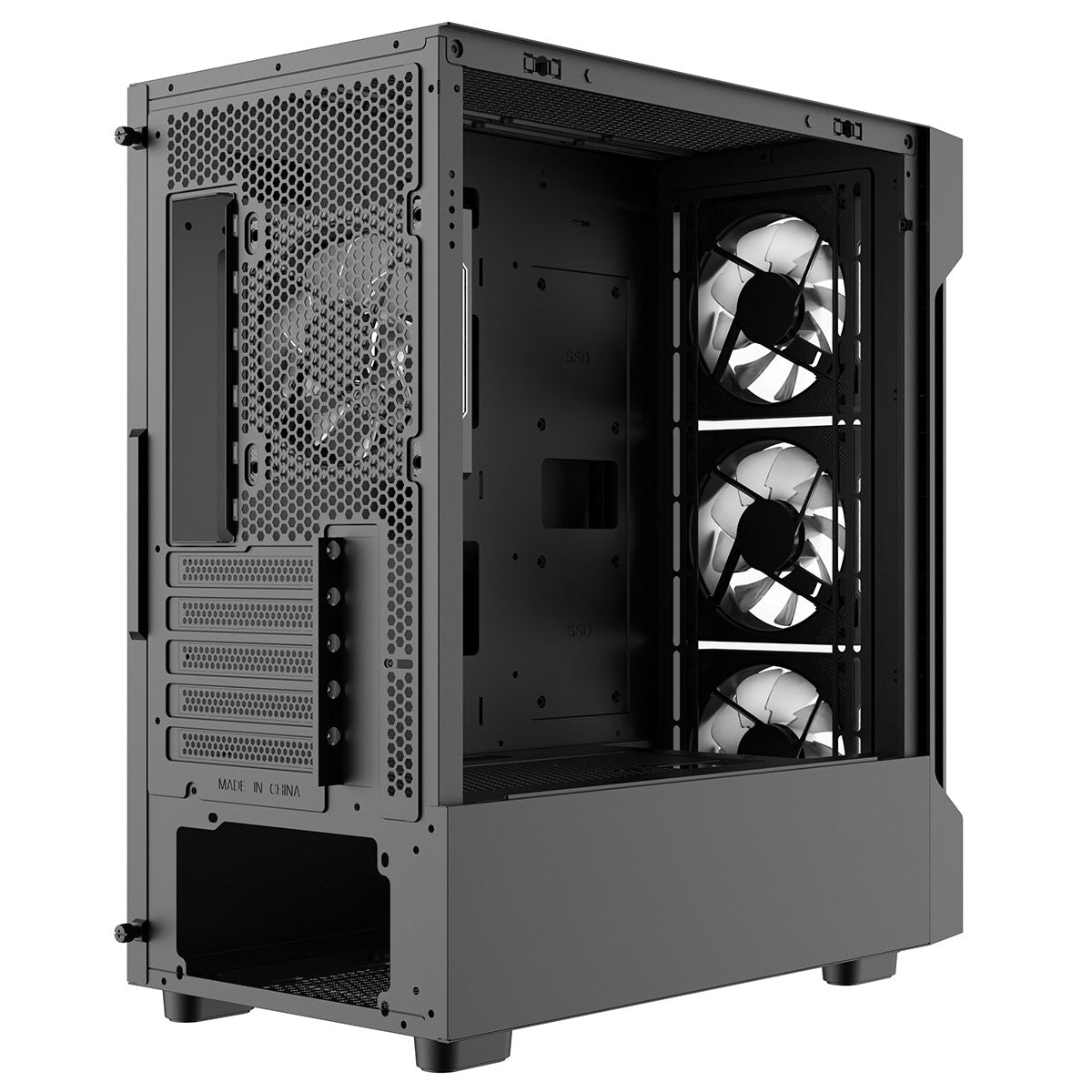 Bolt Black Micro-ATX Gaming Case With 4 x 120mm ARGB Infinity Fans and Tempered Glass Panels With 30 Percent Tint