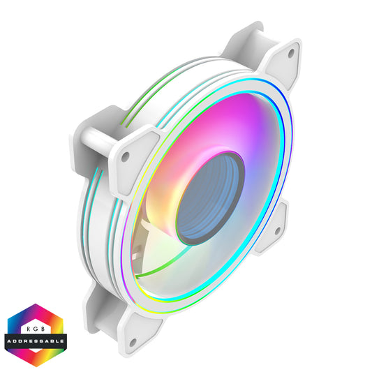 CiT Celsius 120mm Infinity ARGB Dual-Ring White 4pin PWM PC Cooling Dual-Ring Fan