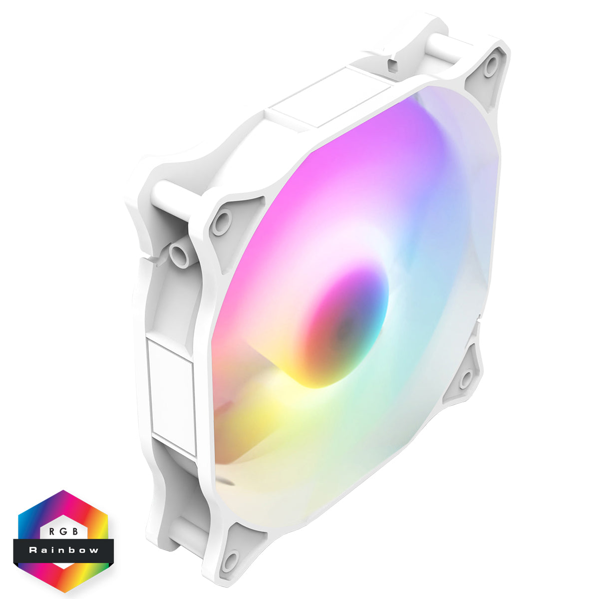 CiT Siberia 120mm RGB Rainbow White Slave PC Inner-Ring Cooling Fan