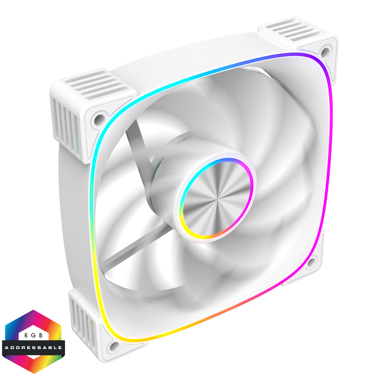 CiT Solar 120mm ARGB White 4pin PWM PC Cooling Reverse Fan