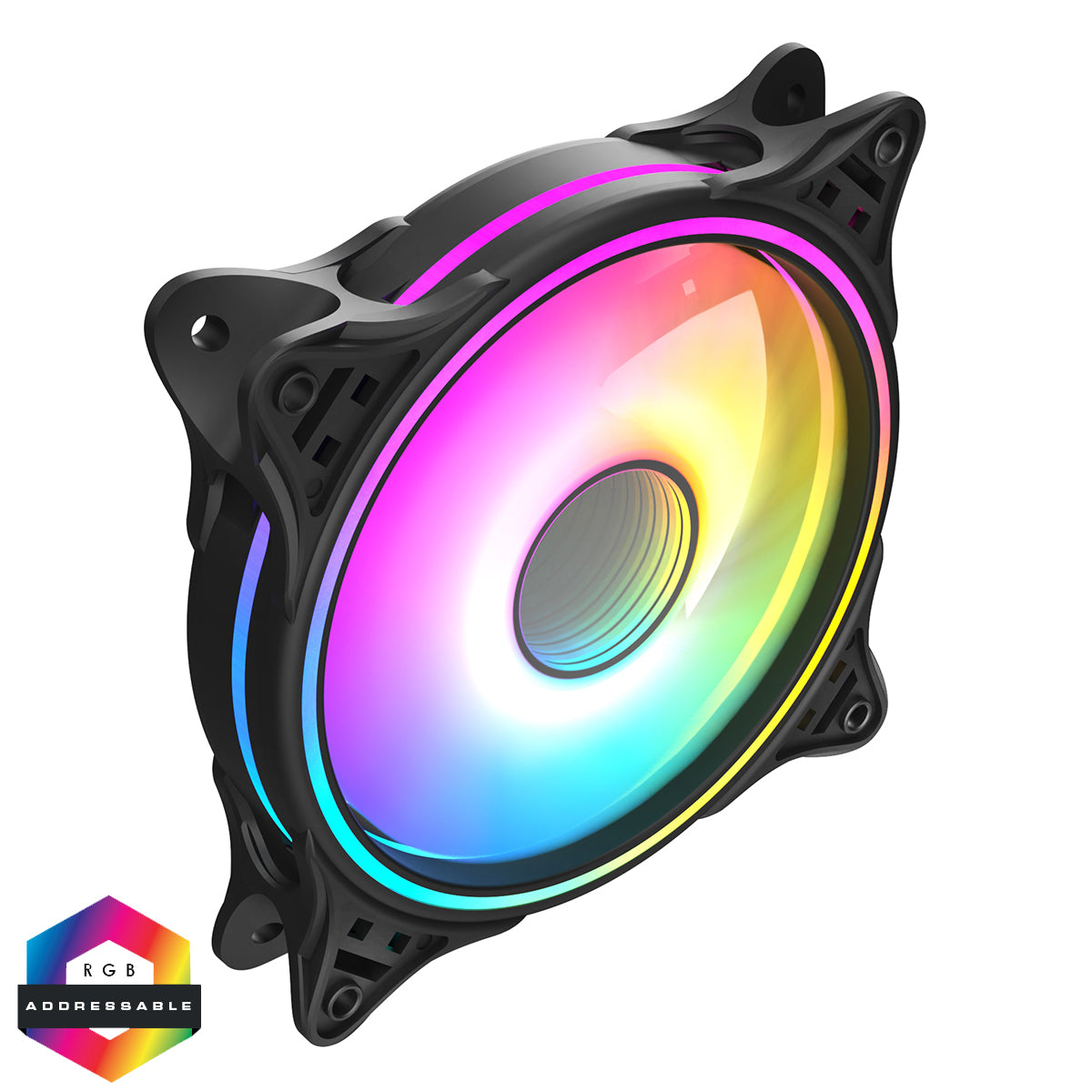 CiT Tornado 120mm ARGB Black PC Cooling Dual-Ring Slave Fan