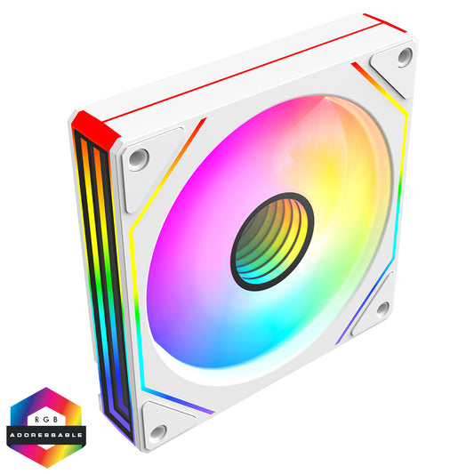 CiT Pro Storm 120mm Three-Sided Infinity ARGB White 4pin PWM PC Cooling Fan