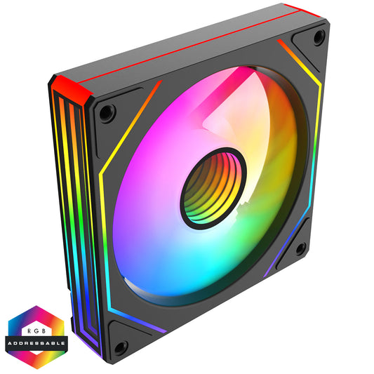 CiT Pro Storm Reverse 120mm Three-Sided Infinity ARGB Black 4pin PWM PC Cooling Fan