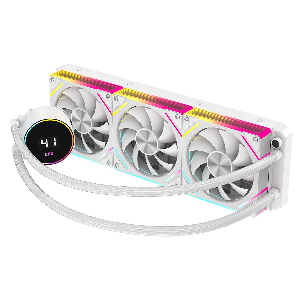 Ghost Protocol ⚪ White Gaming PC – Ryzen 5 7500X3D, RTX 5070 12GB, 32GB DDR5, 1TB NVMe, 360mm LCD AIO, WiFi 6E | 1440p Gaming | White Build | Streaming Ready