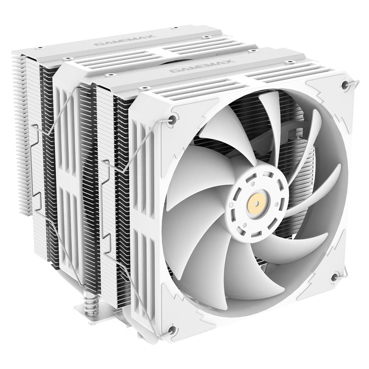 GameMax Twin600 Dual-Tower White CPU Cooler With 120mm Fluid Dynamic Bearing PWM Fan 6 x 6mm Heat Pipes TDP 250W