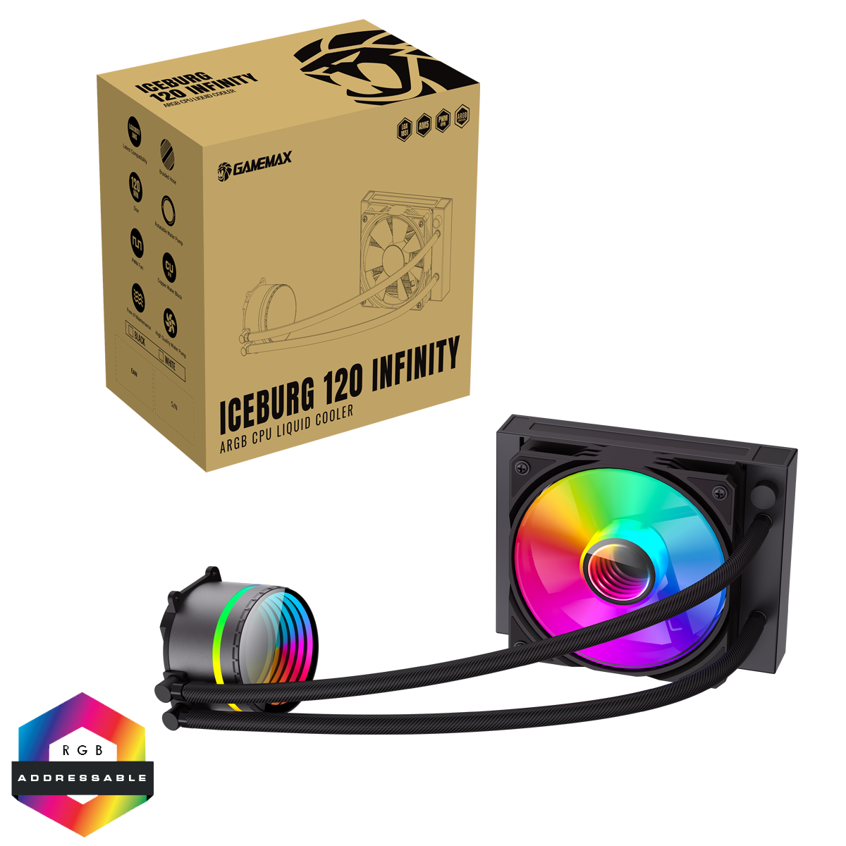 GameMax Iceburg 120mm AIO ARGB Water Cooler Black