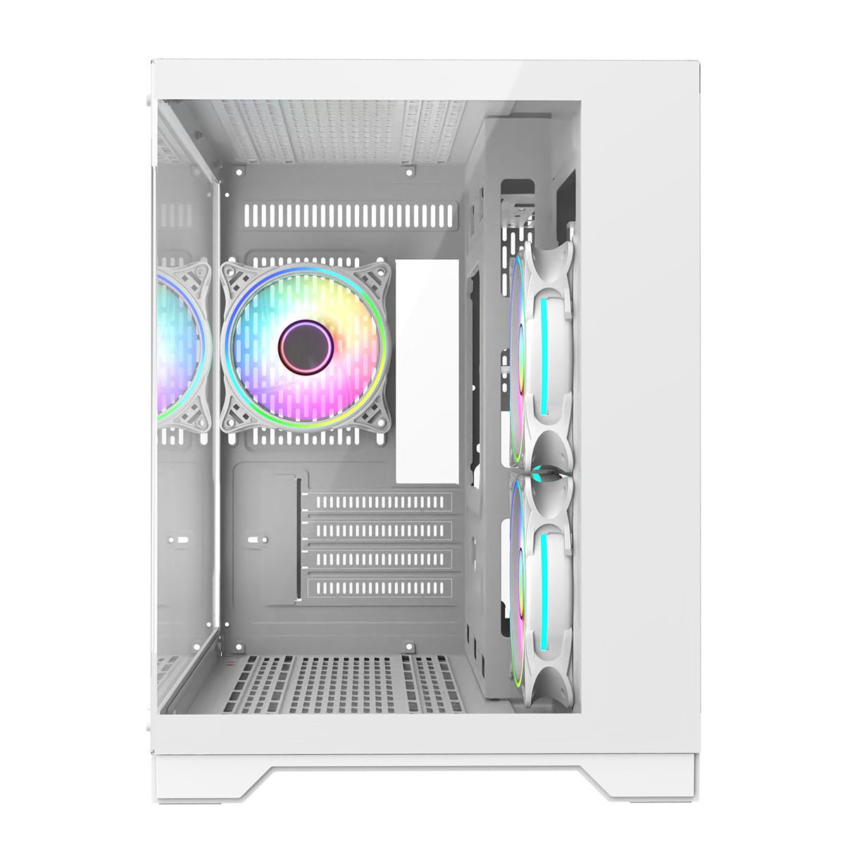 Concept White MATX Gaming Cube with Tempered Glass Front and Side Panels with 3 x CiT Tornado Dual-Ring Infinity Fans