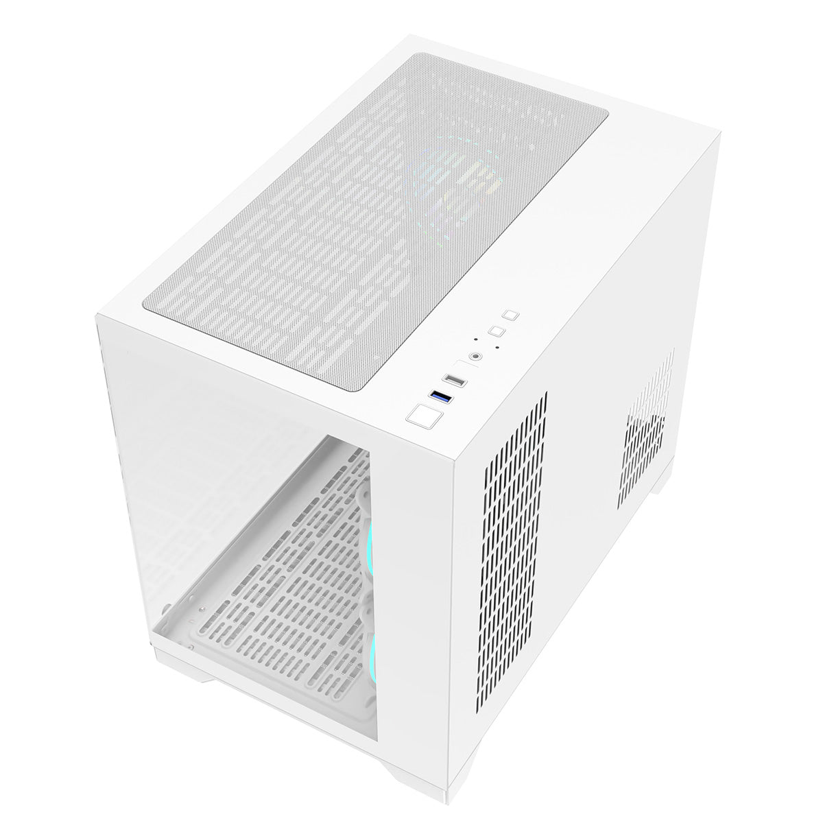 Concept White MATX Gaming Cube with Tempered Glass Front and Side Panels with 3 x CiT Tornado Dual-Ring Infinity Fans