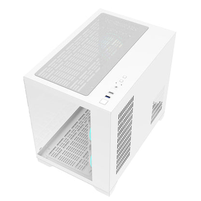 Concept White MATX Gaming Cube with Tempered Glass Front and Side Panels with 3 x CiT Tornado Dual-Ring Infinity Fans