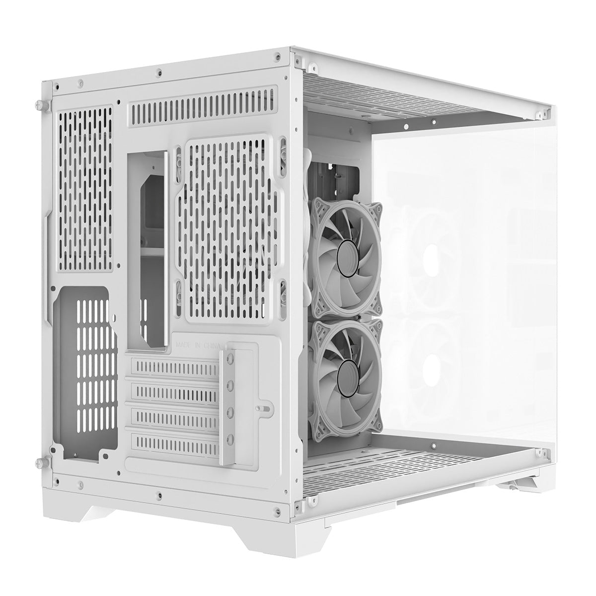 Concept White MATX Gaming Cube with Tempered Glass Front and Side Panels with 3 x CiT Tornado Dual-Ring Infinity Fans