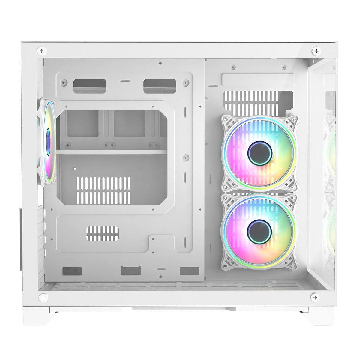 Concept White MATX Gaming Cube with Tempered Glass Front and Side Panels with 3 x CiT Tornado Dual-Ring Infinity Fans