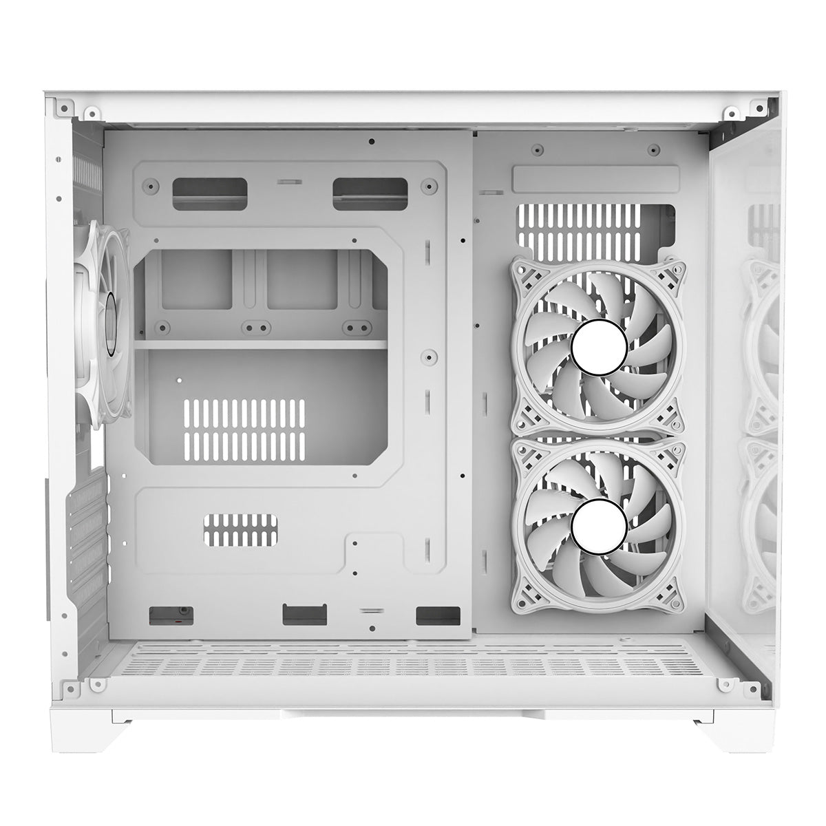 Concept White MATX Gaming Cube with Tempered Glass Front and Side Panels with 3 x CiT Tornado Dual-Ring Infinity Fans