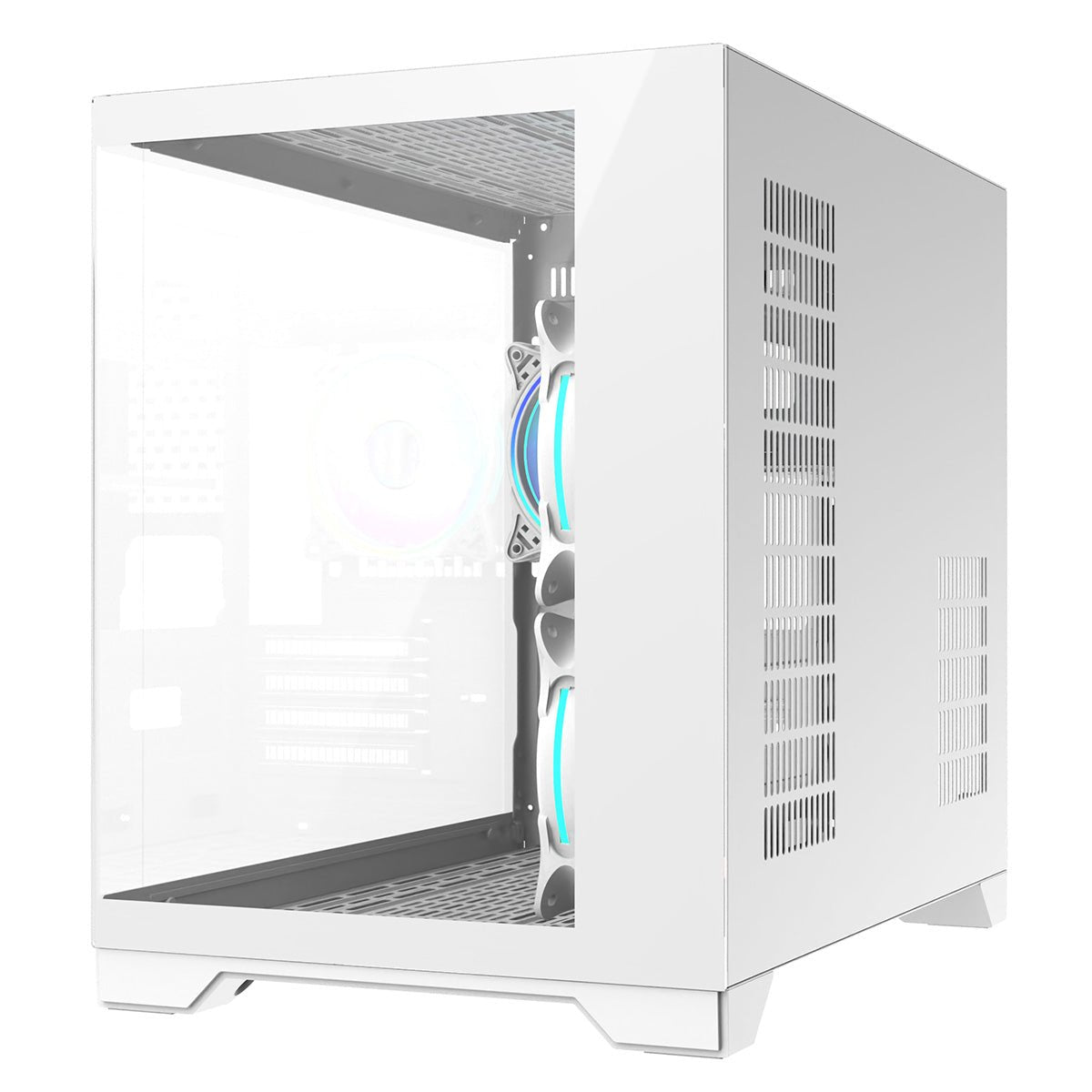 Concept White MATX Gaming Cube with Tempered Glass Front and Side Panels with 3 x CiT Tornado Dual-Ring Infinity Fans