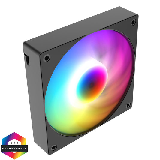 Powercool High Flow 120mm ARGB Black 4pin PWM PC Cooling Fan