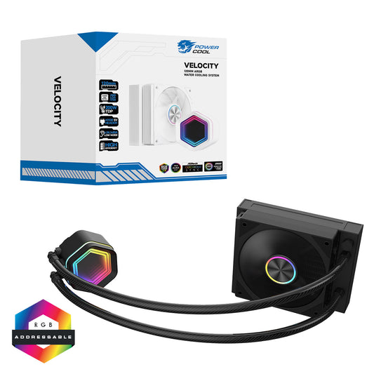 Powercool Velocity Black ARGB All-In-One 120mm Intel and AMD FDB Infinity Watercooler