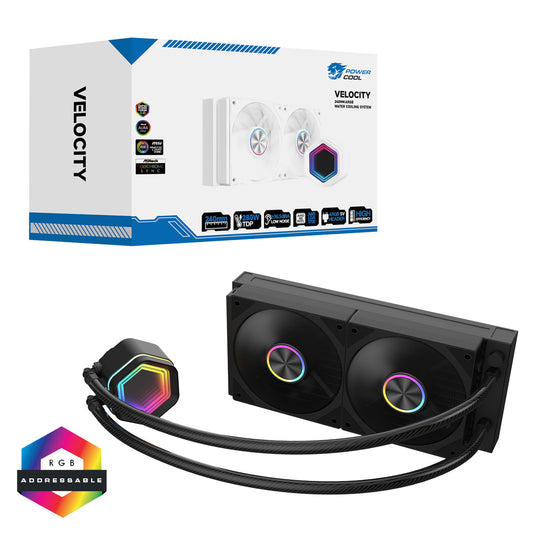 Powercool Velocity Black ARGB All-In-One 240mm Intel and AMD FDB Infinity Watercooler