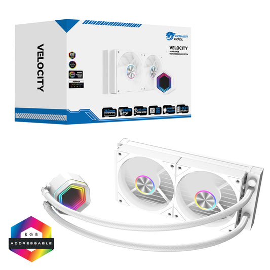 Powercool Velocity White ARGB All-In-One 240mm Intel and AMD FDB Infinity Watercooler