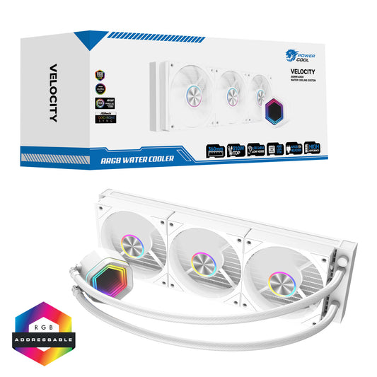 Powercool Velocity White ARGB All-In-One 360mm Intel and AMD FDB Infinity Watercooler