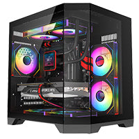 CiT DS240 Black ATX Gaming Case With Dual Chamber Panoramic Tempered Glass With 3 x CiT Pro Storm 120mm Fans and 6 Port PWM Hub