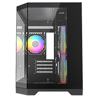 CiT DS240 Black ATX Gaming Case With Dual Chamber Panoramic Tempered Glass With 3 x CiT Pro Storm 120mm Fans and 6 Port PWM Hub