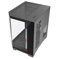 CiT DS240 Black ATX Gaming Case With Dual Chamber Panoramic Tempered Glass With 3 x CiT Pro Storm 120mm Fans and 6 Port PWM Hub