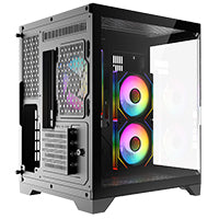 CiT DS240 Black ATX Gaming Case With Dual Chamber Panoramic Tempered Glass With 3 x CiT Pro Storm 120mm Fans and 6 Port PWM Hub