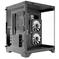 CiT DS240 Black ATX Gaming Case With Dual Chamber Panoramic Tempered Glass With 3 x CiT Pro Storm 120mm Fans and 6 Port PWM Hub