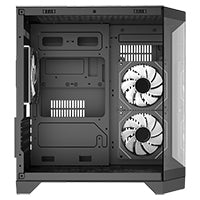 CiT DS240 Black ATX Gaming Case With Dual Chamber Panoramic Tempered Glass With 3 x CiT Pro Storm 120mm Fans and 6 Port PWM Hub