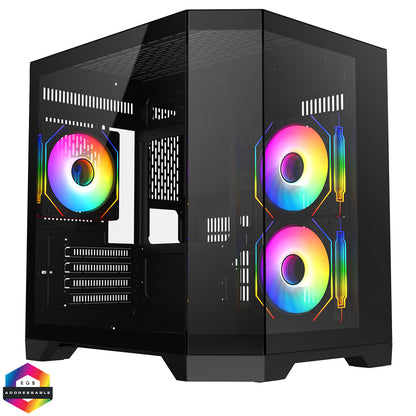 Eclipse 240 — Dual-Chamber Micro-ATX Case (Black Edition, with 3× Infinity ARGB Fans)