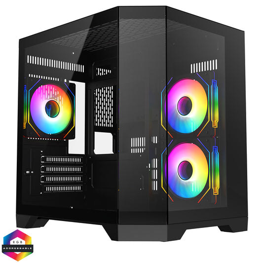 Eclipse 240 — Dual-Chamber Micro-ATX Case (Black Edition, with 3× Infinity ARGB Fans)
