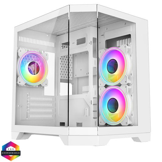 Eclipse 240 — Dual-Chamber Micro-ATX Case (White Celsius Edition, with 3× Infinity ARGB Fans)