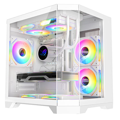 Eclipse 240 — Dual-Chamber Micro-ATX Case (White Edition, with 3× Infinity ARGB Fans)