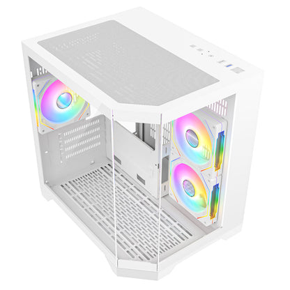 Eclipse 240 — Dual-Chamber Micro-ATX Case (White Edition, with 3× Infinity ARGB Fans)
