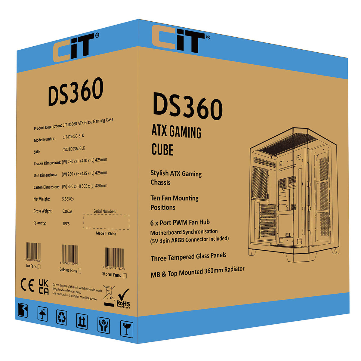 CiT DS360 RGB Gaming Case – Black Edition