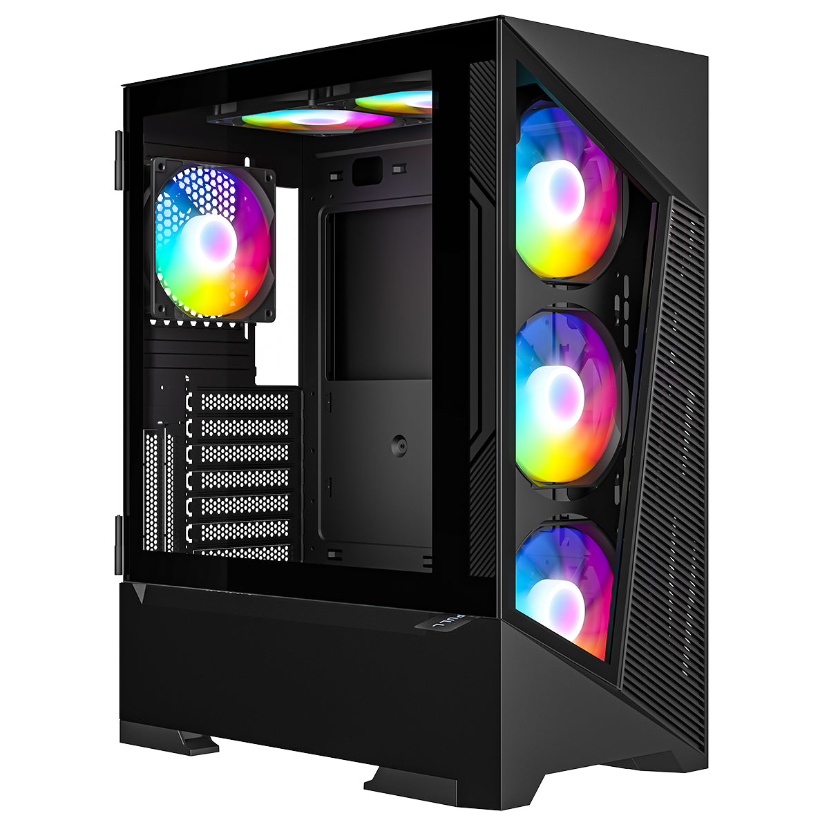 CiT Impact Black Mid-Tower E-ATX Gaming Case With Tempered Glass Hinged Side Panel and 6 x ARGB Fans Included