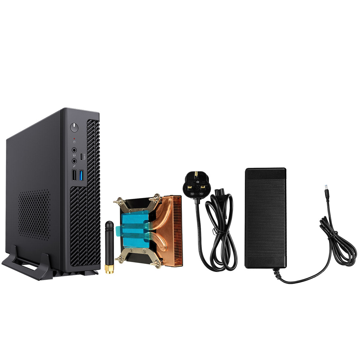 CiT S2i 2 Litre USB 3.X Type C Ultra-Thin Mini-ITX Computer Case With 120W Laptop Adpater CPU Cooler WIFI Antenna 5cm Included