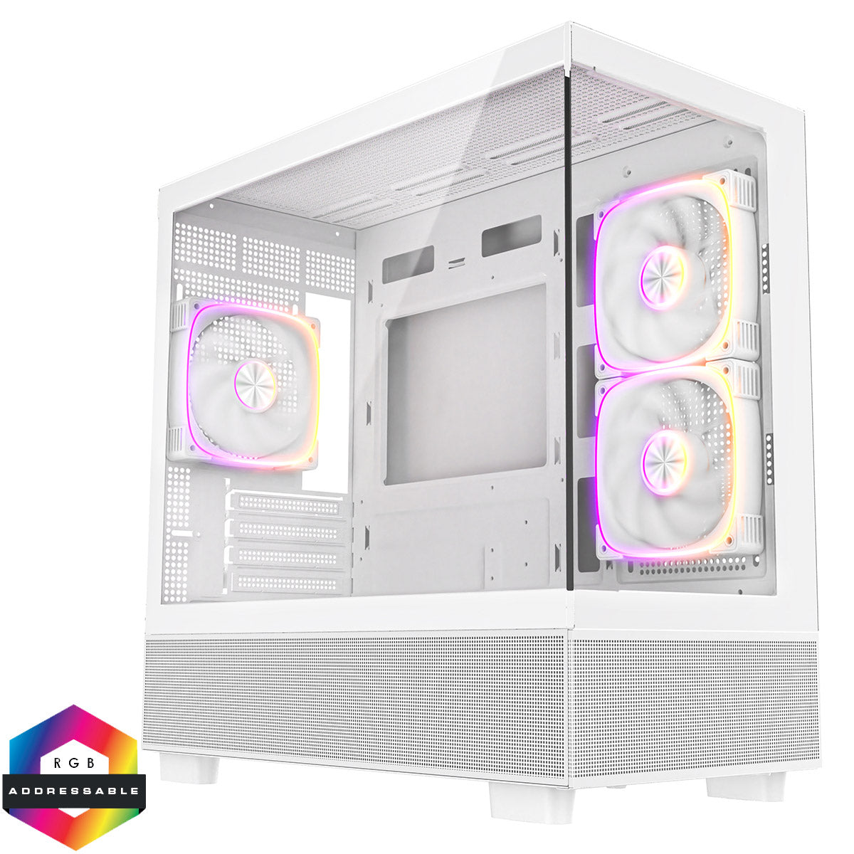Ghost Protocol ⚪ White Gaming PC – Ryzen 5 7500X3D, RTX 5070 12GB, 32GB DDR5, 1TB NVMe, 360mm LCD AIO, WiFi 6E | 1440p Gaming | White Build | Streaming Ready