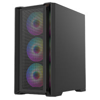 CiT Vento Black Micro-ATX PC Gaming Case with 4 x 120mm ARGB PWM Fans Included 1 x 6-Port Fan Hub Tempered Glass Side Panel