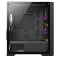 CiT Vento Black Micro-ATX PC Gaming Case with 4 x 120mm ARGB PWM Fans Included 1 x 6-Port Fan Hub Tempered Glass Side Panel