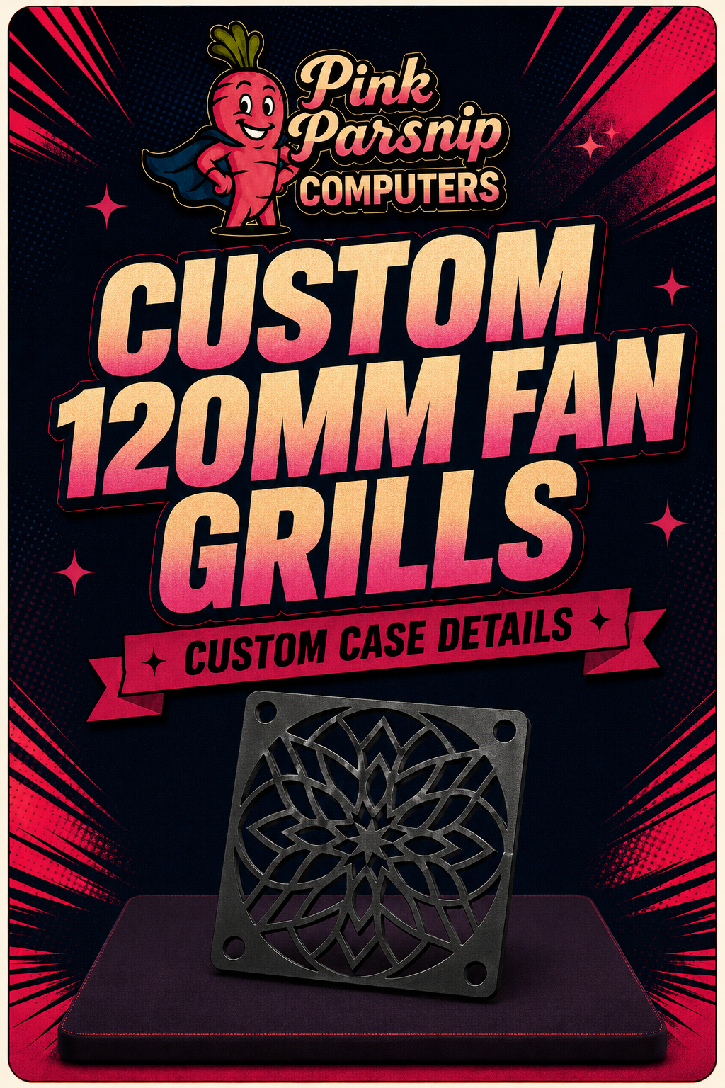 Custom 3D Printed Fan Grill Covers (120mm)