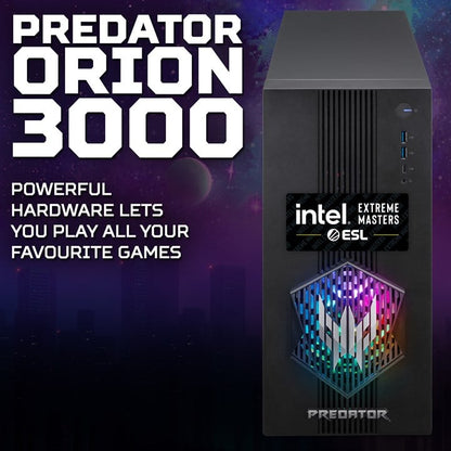 Acer Predator PO3-665 Gaming Desktop - Intel Core I5-14400F, 16GB RAM, 512GB SSD, NVIDIA GeForce RTX 5070, Windows 11, Black