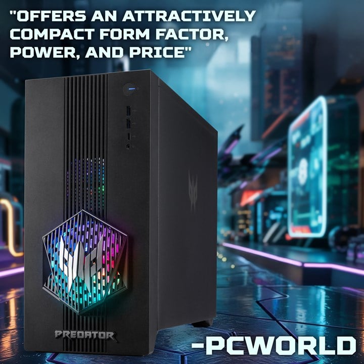 Acer Predator PO3-665 Gaming Desktop - Intel Core I5-14400F, 16GB RAM, 512GB SSD, NVIDIA GeForce RTX 5070, Windows 11, Black