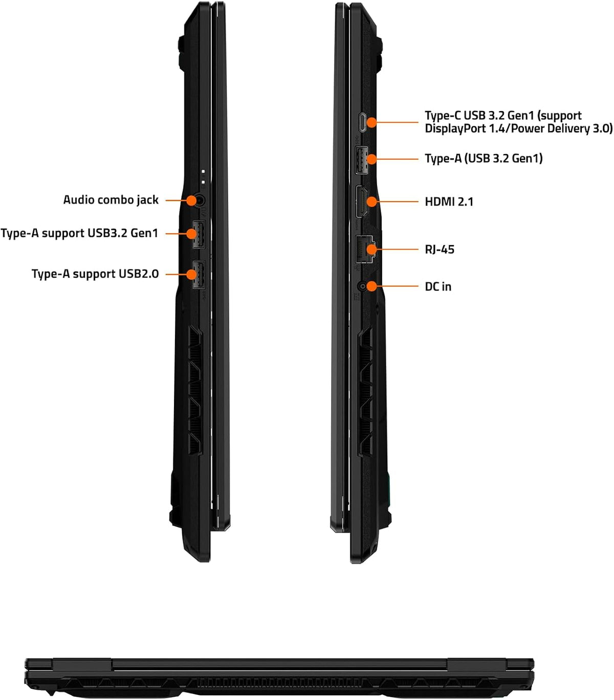 GIGABYTE Gaming A16 side ports and connectivity