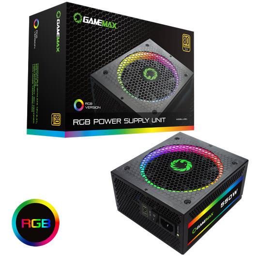GameMax 550W Modular RGB Gold 80 Plus 14cm RGB Fan