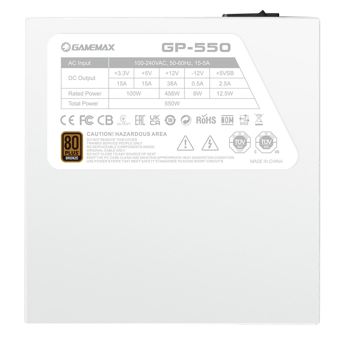 GP550 White 550W 80 Plus Bronze Wired Power Supply - Pink Parsnip Computers