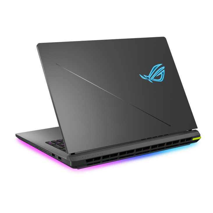 ROG Strix G18 rear view with lit vents