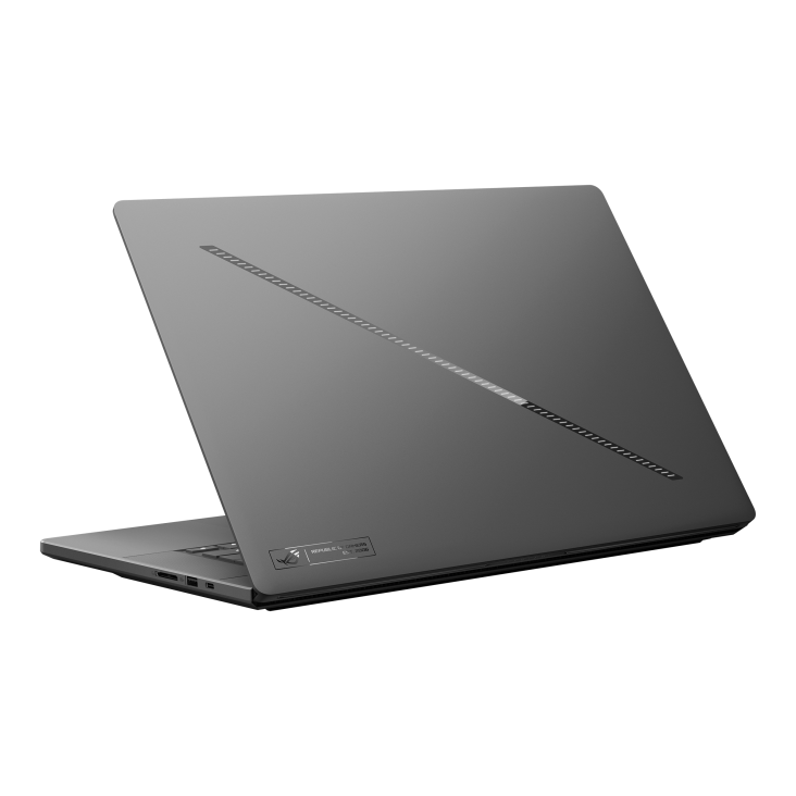 ROG Zephyrus G16 rear view with Slash Lighting