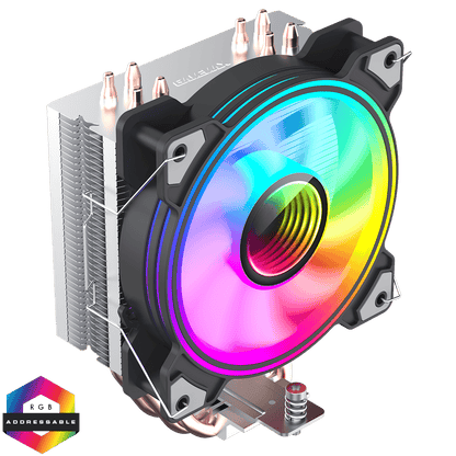 Ice Blade CPU Cooler With 120mm PWM ARGB Infinity Fan 4 x 6mm Heat Pipes TDP 190W - Pink Parsnip Computers