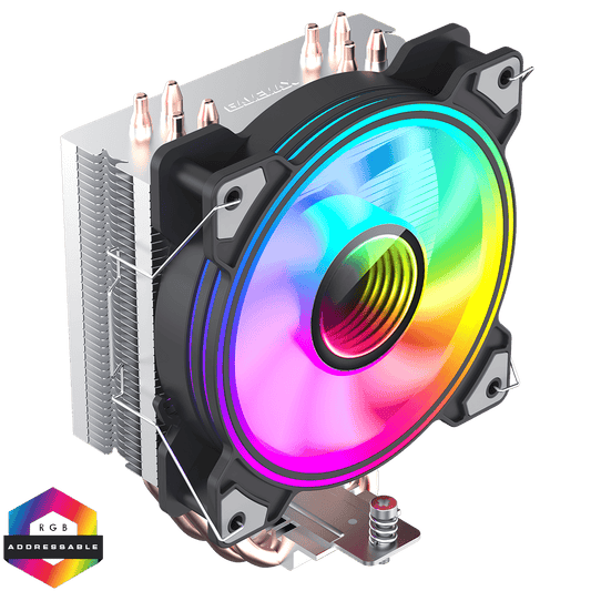 Ice Blade CPU Cooler With 120mm PWM ARGB Infinity Fan 4 x 6mm Heat Pipes TDP 190W - Pink Parsnip Computers